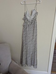 ZARA RUFFLED POLKA DOT SATIN EFFECT DRESS BLACK & WHITE XS S M NWT