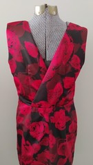 Newbury Street eShakti Sheath Dress Sz 8 Red Black Floral Sleeveless Elegant