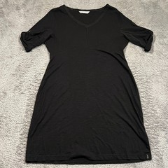 Woolrich Fit & Flare Dress Black Short Roll Tab Sleeve Stretch Women&rsquo;s Large