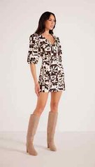 NEW MinkPink $ 149.00 Joan Puff Sleeve Mini Dress Back Zip Belted Pocket Size XS
