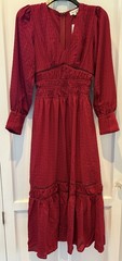 Mila Mae Women&rsquo;s Tiered Long Sleeve Maxi Dress Cranberry/Red Size XS New W/ Tags