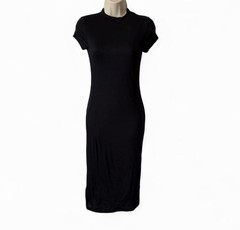 Black Jersey Slimming Midi Dress, Women’s Size S
