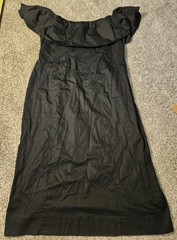 NWT The Occasion By Old Navy Midi Dress Ruffle Sleeve Black Smocked Womens XL