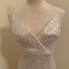 Windsor White Strapless Silver Sequin Dress