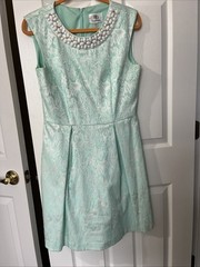 Covington Brand Dress, Size 10, Mint Color, Beading at Neckline, Sleeveless