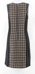 Kensie M Black Tan Vegan Leather Poly Cotton Rayon Nylon Spandex PU Dress
