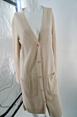 J. Jill Beige Longline Duster Cozy Cardigan Sweater Knit V-Neck Lagenlook Sz S