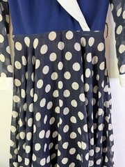Vintage 60s Rockabilly Maxi Circle Dress Polka Dot Collared Long Sleeve Small