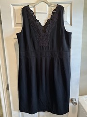 RSVP by Talbots Black Sleeveless Lace Trim Sheath Dress 20W Classic Elegant Chic