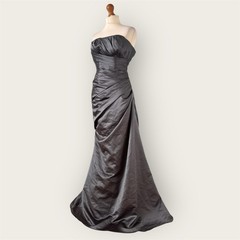 Sorella Vita Formal Bridesmaid Ball Dress Gown Fit 8 Grey Strapless Prom Satin