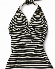 Y2K Vintage Baby Phat Black & White Striped Metallic Halter Dress