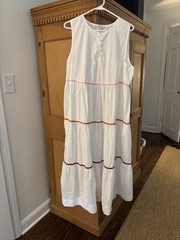Madewell Rickrack Cattail Tiered Cotton Midi Dress Coastal Cottage XL