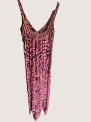 CAbi Pink and Black Abstract Animal Print Sleeveless V-Neck Maxi Dress Style 109