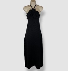 FIGUE Women&rsquo;s Black Ayellet Appliqué Halter Sweater Dress Size L