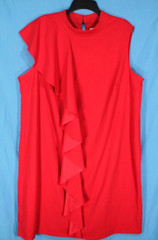 CATO Vibrant Red ASYMMETRIC RUFFLE SLEEVELESS COCKTAIL Shift Dress Sz 22/24W