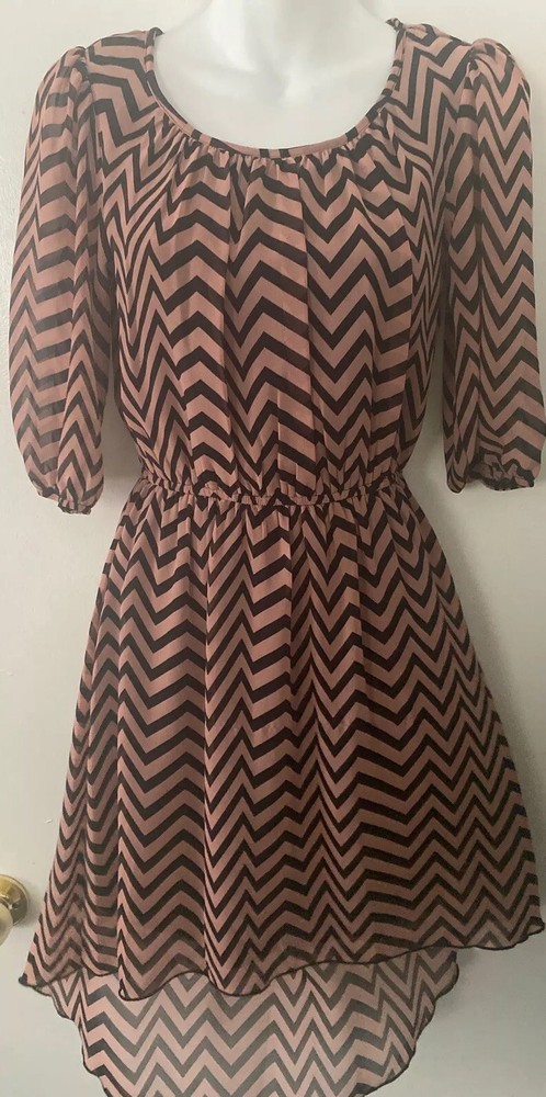 Sweet Storm Small Chevron Print Pink Black Dress Career Waist Fitted WoW visit!!