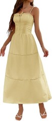 Midi Corset Dress Boho Flowy Slit Lace Up Dresses Casual Sundress Size L