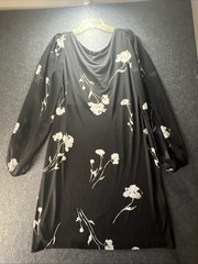 WHITE HOUSE BLACK MARKET Women L Floral Chiffon Ties U Back Shift Dress Elegant