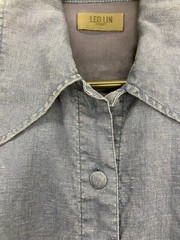 LEO LIN Linen Collared Luminous Mini Dress Casual Blue Size 12 AU Preloved