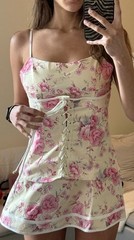 Peppermayo Pink/Cream Floral Corset Dress