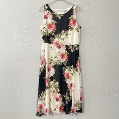 NorthStyle Floral Midi Dress 14 Patchwork Mesh Swingy Resort Dinner Boho Cottage