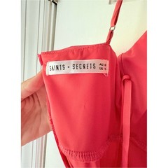 Saints + Secrets Coral Ruched Bodycon Mini Dress Sweetheart V-Neck