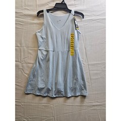 GapFit Active Tank Dress Womens Medium Light Blue V-Neck Shelf Bra Inner Shorts