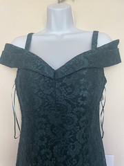 R&M Richards Women&rsquo;s Off-The-Shoulder Lace Gown- Size 8 Green