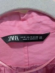 Zara Pink Poplin Long Sleeve Mini Dress Size Medium