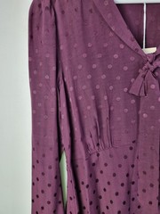 Albaray Jacquard Polka Dot Bow Neck Tie Dress Burgundy Size 12 £89 RRP New
