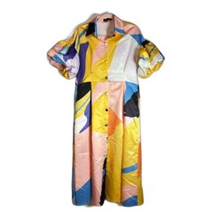 N By Nancy Collection Button Down Maxi Dress Vibrant Multi-Colored Print Medium
