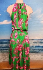 Nwt Cupshe Women&rsquo;s Green Pink Floral Maxi Dress Size Small