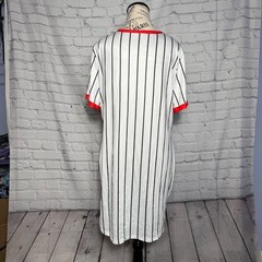 SHEIN Curve 1XL Los Angeles 79 Jersey Dress White Pinstripe Sports Graphic Midi