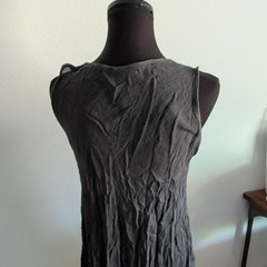Anna Maria Gray Solid Sundress Free Size Sleeveless Scoop Neck Beaded Knee