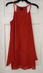 A. Byer Red Layered Spaghetti-Strap Mini Dress Burnt Orange
