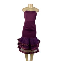 Aomei Women’s Purple Strapless Ruffled Hem Midi Dress Size M – New