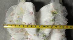 White Multicolor Floral Embroidered Tulle Satin Gown Dress Size 24W Sleeveless