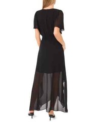 CeCe Women&rsquo;s Smocked Waist Flutter Sleeve Midi Dress Black XS