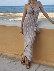 Alexis Multicolor Knit Tie-Front Cover-Up Dress Size S/M Resort Beach Vacation