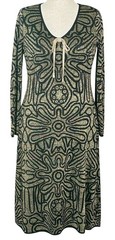 New Ming Wang Women&rsquo;s Sz Medium Black Gold Lurex Metallic Swirl Knit Midi Dress