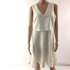Nine West Women Fit & Flare Dress Size 10 Ivory Sleeveless A-Line Sheath New $79