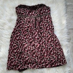 BCBGMaxazria circle print silk strapless dress size 8