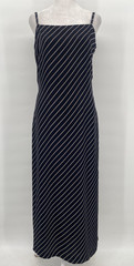Vintage Y2K Harolds Dress Womens 8 100% Silk Stripe Strappy Maxi Retro Minimal