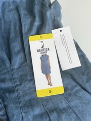 NWT Nautica Jeans Chambray Button Front Shirt Dress Womens Small Blue Cap Sleeve