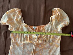 BP Ditsy Floral Yellow Orange Tie Front Side Zip SS Multicolor Mini Dress L NEW