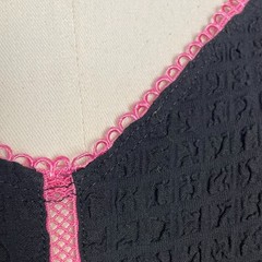 Vintage Y2K Betsey Johnson black textured pink trim midi dress bubblegrunge S