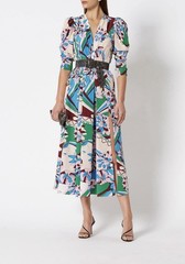 Scanlan Theodore Floral dragon print Maxi dress size 8 Belted Long Sleeve