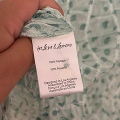 For Love & Lemons Green Polka Dot Drea Long Sleeve Mini Dress Size Small