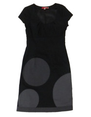 Boden Dress Womens 6L Black Gray Midi Cap Sleeve Lined Side Zipper Cotton Blend
