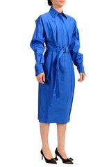 Scuderia Ferrari Women&rsquo;s Royal Blue Belted A-Line Long Sleeve Dress US 2XS IT 36